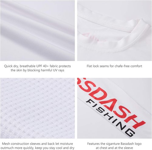 BASSDASH Fishing T-Shirts for Men - UV Sun Protection UPF 50+ Long Sleeve Tee