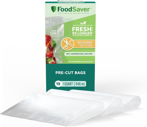 FoodSaver Quart Vacuum Seal Bags - Easy Use Pre-Cut Storage Bags | 19 Pack for Freshness