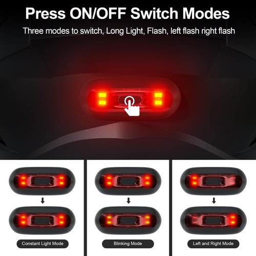 JAGASOL Bike Helmet LED Tail Light, Motorcycle Helmet LED Tail Light, Night Riding Safety Warning Light, Rechargeable Battery & IPX6 Waterproof, 4 LED Lights