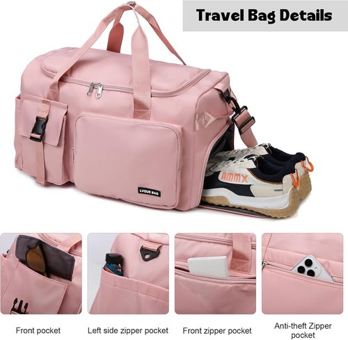 Eslcorri Gym Duffle Bag - Versatile Sports Backpack with Wet & Shoe Compartment | Green & Pink