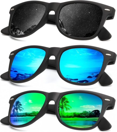 KALIYADI Polarized Sunglasses for Men and Women Matte Finish Sun glasses Color Mirror Lens UV Blocking (3 Pack)