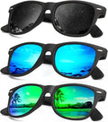 KALIYADI Polarized Sunglasses for Men and Women Matte Finish Sun glasses Color Mirror Lens UV Blocking (3 Pack)