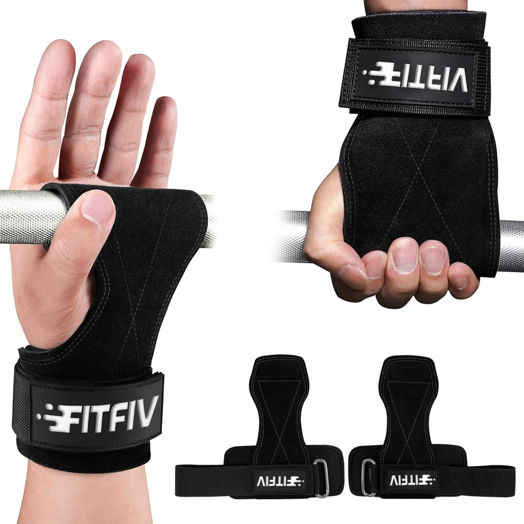 Skiennix Weight Lifting Wrist Straps - Double Leather Neoprene Padded Wraps for Men & Women (Pair)