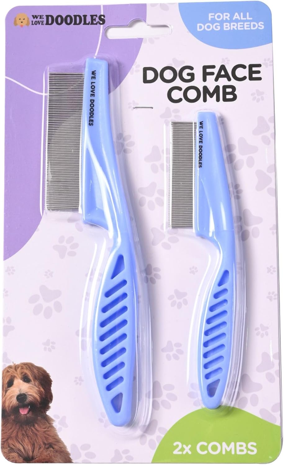 We Love Doodles Dog Face Comb - Fine Tooth Flea & Tearstain Remover for Poodles & More | Large & Small