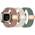 Braided Band for Fitbit Versa 4/3 & Sense 2/1 with Magnetic Clasp - Adjustable Nylon Sport Strap (Starlight/Pink Sand/Pine Needle Green)