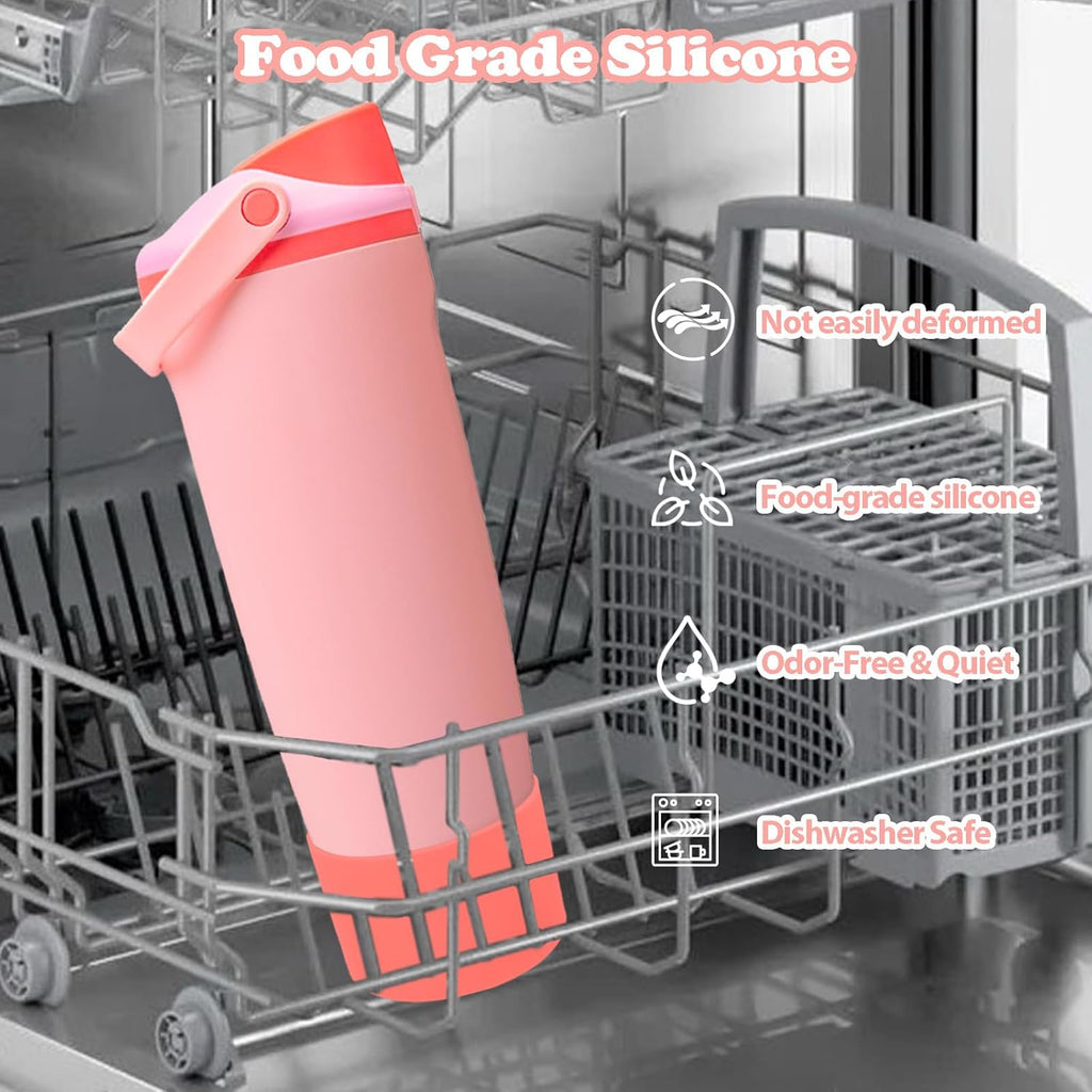 Owala Silicone Boot | Non-Slip, Scratch-Resistant Stability Enhancer for 30oz & 40oz Bottles - 12 Colors Available (Angel Food Cake Red)