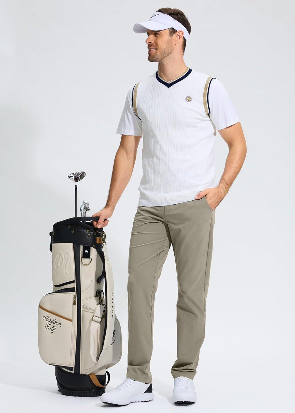 Pudolla Men's Golf Pants - Lightweight Quick-Dry Casual Slacks with Pockets | Stretch Comfort in 30"/32"/34" Sizes