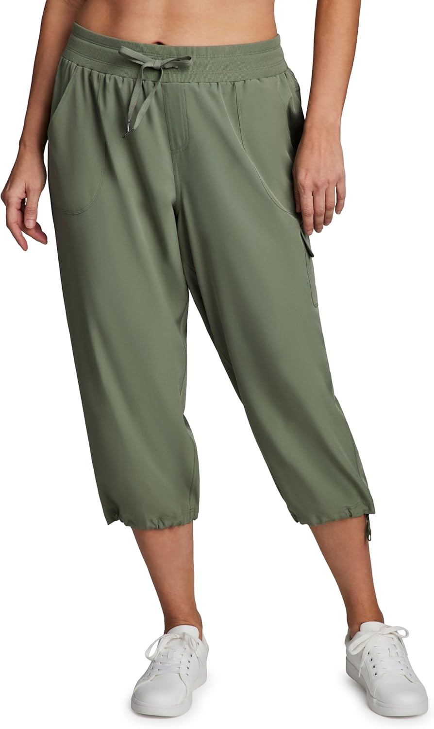 RBX Active Plus Size Cargo Capri Pants - Lightweight Woven Design for Comfort & Style