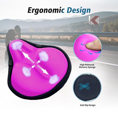 Bicycle Seat Cushion, HUIOK Wide Gel Exercise Bike Seat Cushion for Women Men Comfort,Fits Spin,Stationary and Cruiser Bikes,Indoor Outdoor Cycling,Water Dust Resistant Cover Included