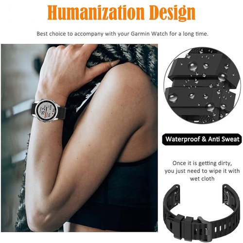 2 Pack Waterproof Band Compatible with Garmin Fenix 5X / 6X / 7X Watch Band, QuickFit 26mm Band for Fenix 7X Pro / 6X Pro / 5X Plus / Tactix Delta (White/Orange)