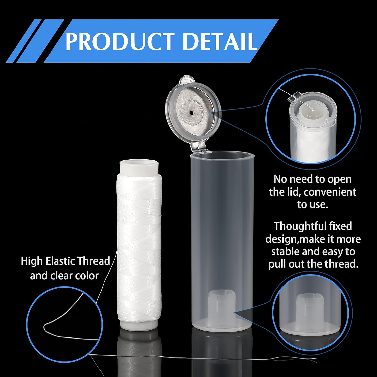 Skylety Fishing Line - Invisible Nylon Elastic Bait Thread, 0.2mm, 656 Feet, Clear Storage Case