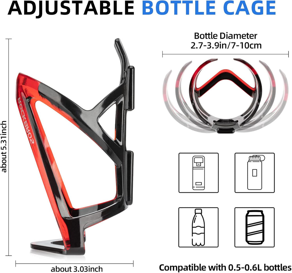 ROCKBROS Ultra-Light Bike Water Bottle Holder - Universal Bicycle Cup Cages for Road & MTB | 2 Pack