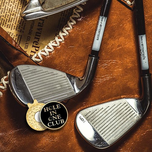 rofiowa Hole in One Club Black Gold Golf Ball Marker with Hat Clip, Funny Golf Accessories for Men Women, Christmas Father's Day Birthday Gifts for Golf Fan Golfer, Novelty Golf Gifts (OBJ052)