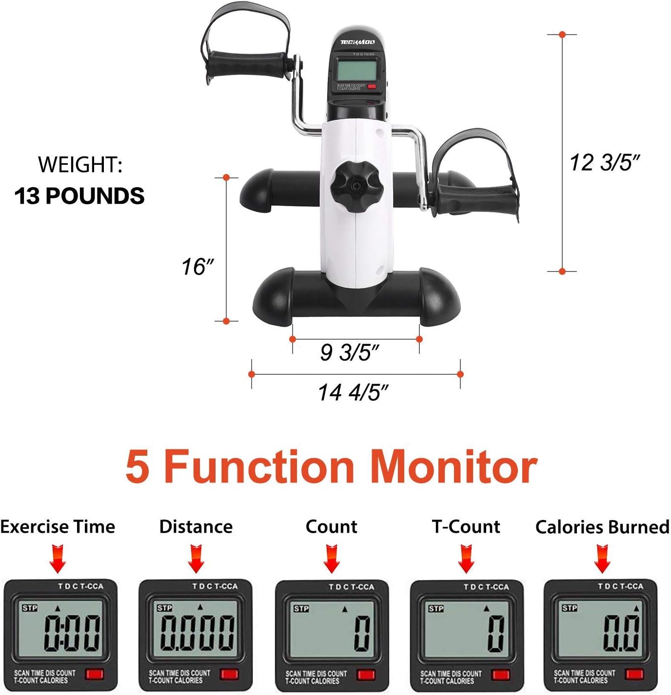 Under Desk Bike Pedal Exerciser Portable Home Exercise Bike Pedal Exerciser Foot Peddler Portable Therapy Bicycle Leg Peddler Portable Mini Cycle Bike for Hands Arm Trainer