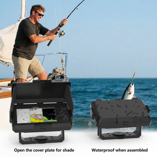 HOLACA Protective Sun Visor Shield Cover for Garmin Striker Vivid 5cv and Garmin Striker 5cv, ABS Foldable Weather Protection Screen Cover (Black)
