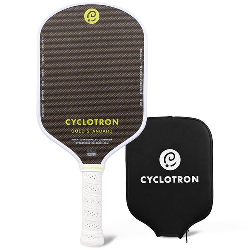 CYCLOTRON Gold Standard Pickleball Paddle - Real Aerospace Titanium Mesh & T700 Raw Carbon Fiber Surface for Massive Spin - Thermoformed 16mm Core, Elongated Hybrid Shape for 4.0+ Players