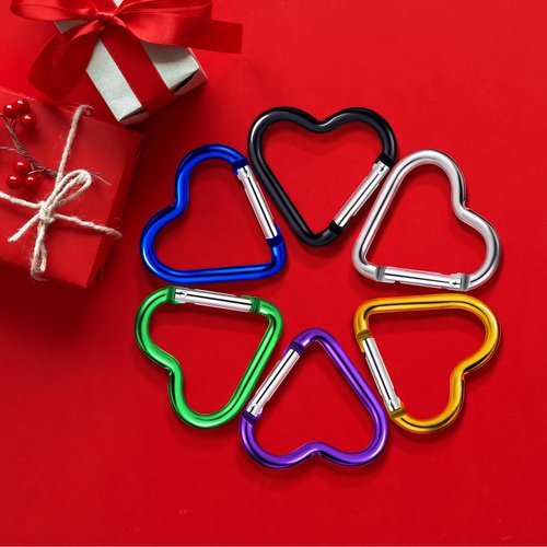 Ferraycle 100 Pieces Heart Shape Keychain Clip Aluminum Alloy Carabiner Keychain Clip Spring Snap Hook Loaded Hook for Outdoor