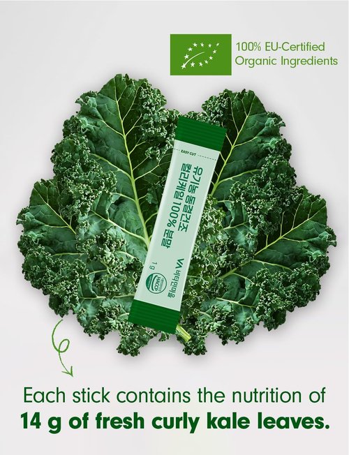 (1+1)100% Freeze-Dried Curly Kale Powder, 1g x 14 Sticks, Single-Ingredient Vegetable Powder, Product of Poland