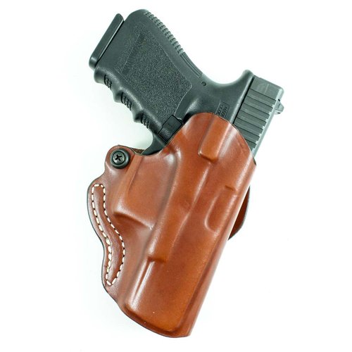 DeSantis Mini Scabbard OWB Holster - Leather Holster, Right Hand Holster, Adjustable Belt Holster, Compatible with the GLOCK 19, 19 GEN 5, 19X, 23, 32, 36, 45 - Right Hand Draw, Tan-