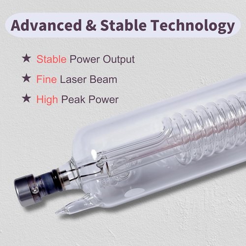 MCWlaser RECI W2 CO2 Laser Tube - 90W/100W, 1240mm Length, 80mm Diameter, 10,000h MTTF