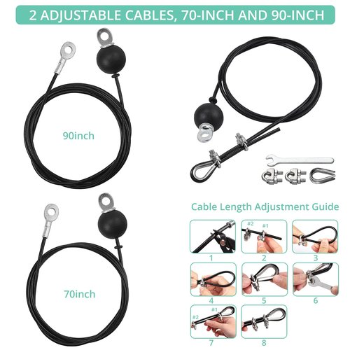 VINTEAM Pulley System, Pulley Cable Machine DIY Workout Accessories with Tricep Rope, LAT Pull Down Bar, Gym Cable for Triceps Extensions, Biceps Curl, Forearm (Tricep Rope +Straight Bar)