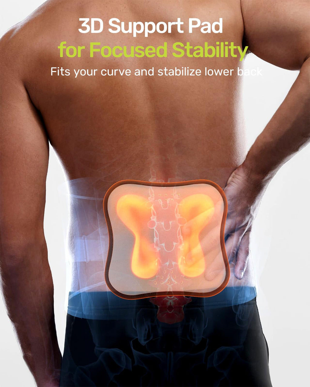 Rakiie Back Brace for Lower Back Pain Relief, 8 Stays Powerful Lumbar Support for Men Women, Back Support Belt with 3D Pad, Breathable Back Support Brace with Adjustable Strap for Herniated Disc, Sciatica, Green Size M