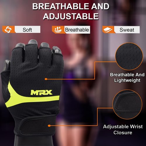 MRX Weight Lifting Gloves - Breathable Half Finger Workout Gloves with Anti-Slip Grip | Shock-Absorbing Protection