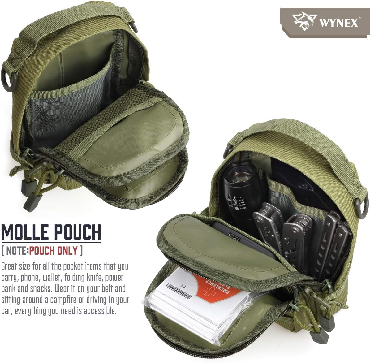 WYNEX Tactical Molle Small Pouch - EDC Utility Belt Phone Gadget Holder | IFAK Attachment for Tactical Gear