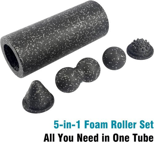 5-in-1 Foam Roller Set by [Brand Name] - Ultimate Muscle Recovery Kit for Back, Legs & Full Body Relief
