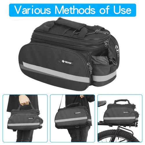 Bike Trunk Bag 16L Large Capacity Bicycle Rear Rack Bag with Waterproof Cover, Multifunction Cycling Pannier Bag for Commuting & Outdoor Riding