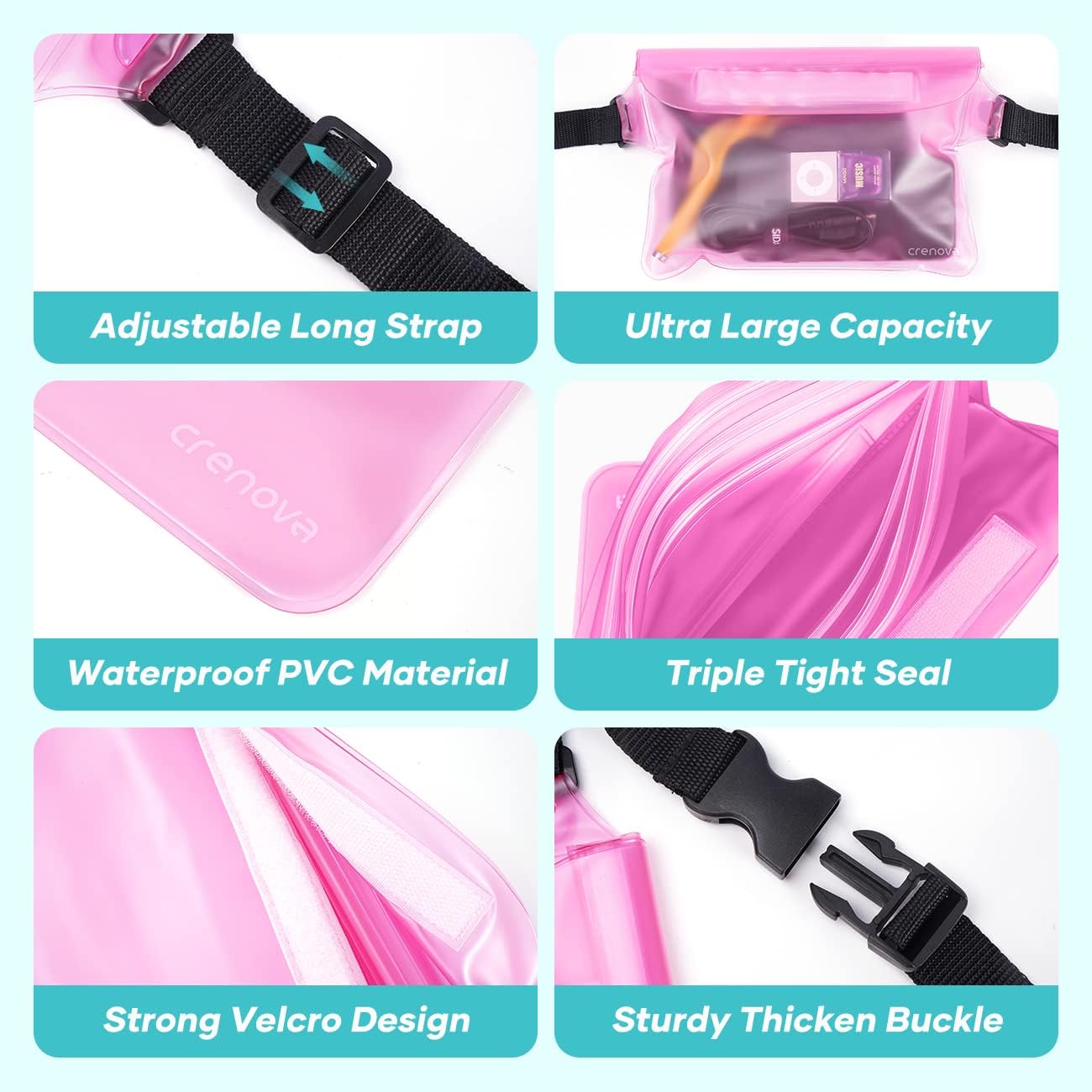 Skiennix Waterproof Fanny Pack - Sandproof Dry Bag for Beach & Travel | Ideal for Phones & Passports