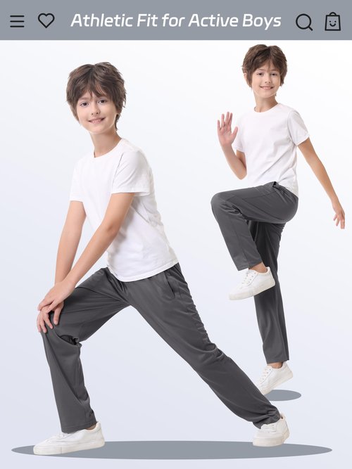 4 Pack Boys Lightweight Sweatpants, Tricot Sweat Pants for Boys Athletic Open Bottom Pants with Pockets & Drawstring Black, Navy, Dark Gray, Gray Set A L