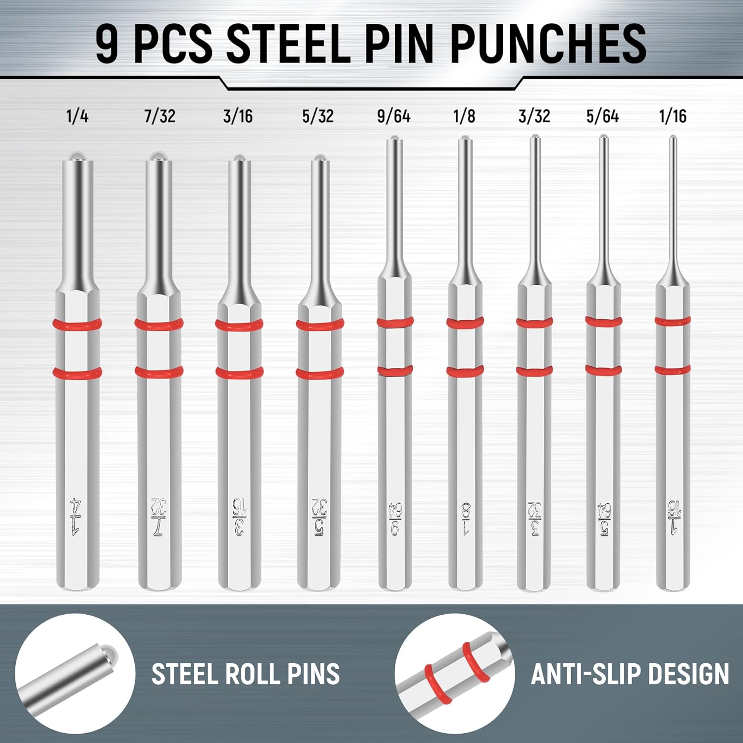Steel Roll Pin Punch Set by [Brand Name] - Durable Punch Tool with 4 Interchangeable Faces & Storage Case