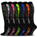Compression Socks for Women & Men 20-30mmHg Knee High 6 Pairs Multi Stripe 02+Large-X-Large