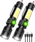 Skiennix Rechargeable Flashlight - Super Bright LED with COB Sidelight, Waterproof, 4 Modes, Tactical Design