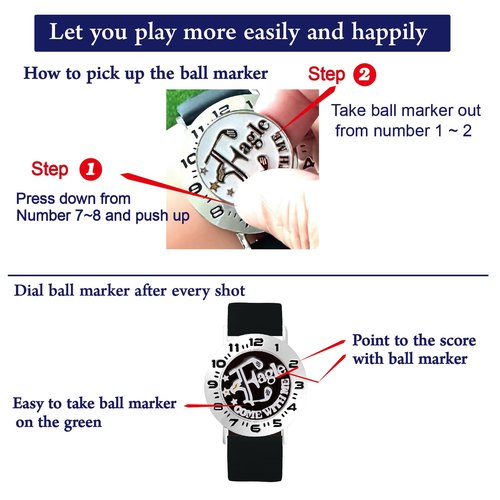 E TRUEE Golf Ball Marker with Golf Stroke Counter Bracelet, Eagle Ball Marker, Golf Score Counter, Golf Accessories, Golf Gifts for Men Golfers