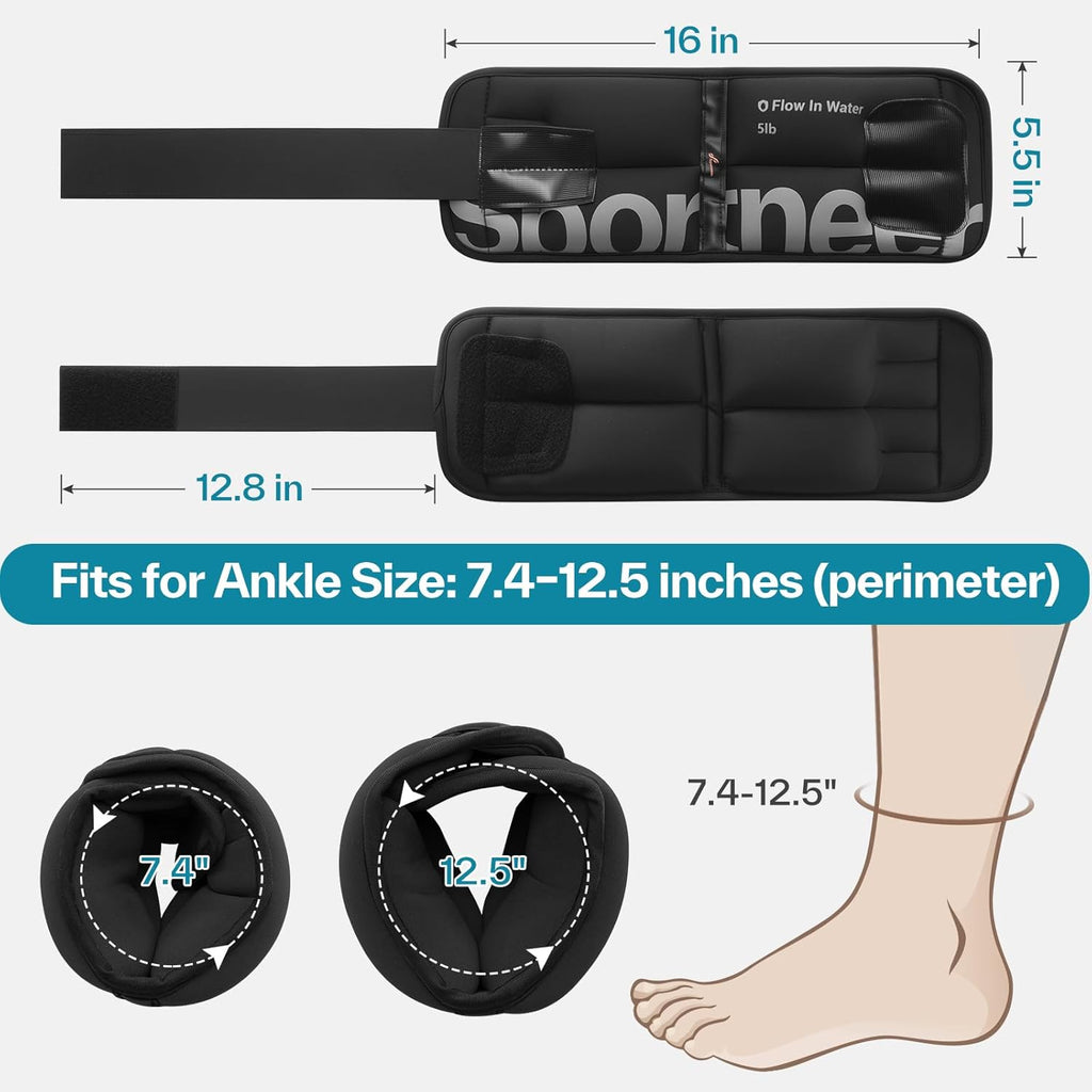 Sportneer Ankle Weights - Comfortable 4/10 lbs Pair for Strength Training, Running & Fitness