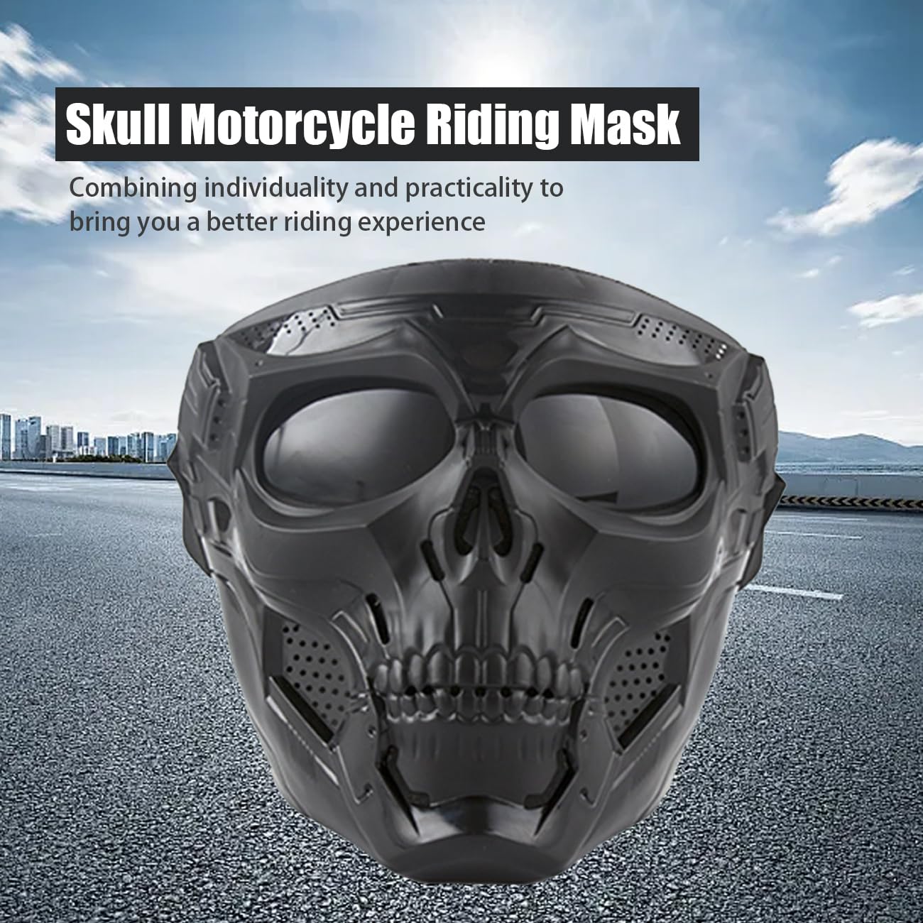Motorcycle Helmet Riding Goggles Glasses Anti Fog Face Mask Dirt Bike ATV Motocross Eyewear (Black, Black Lens)