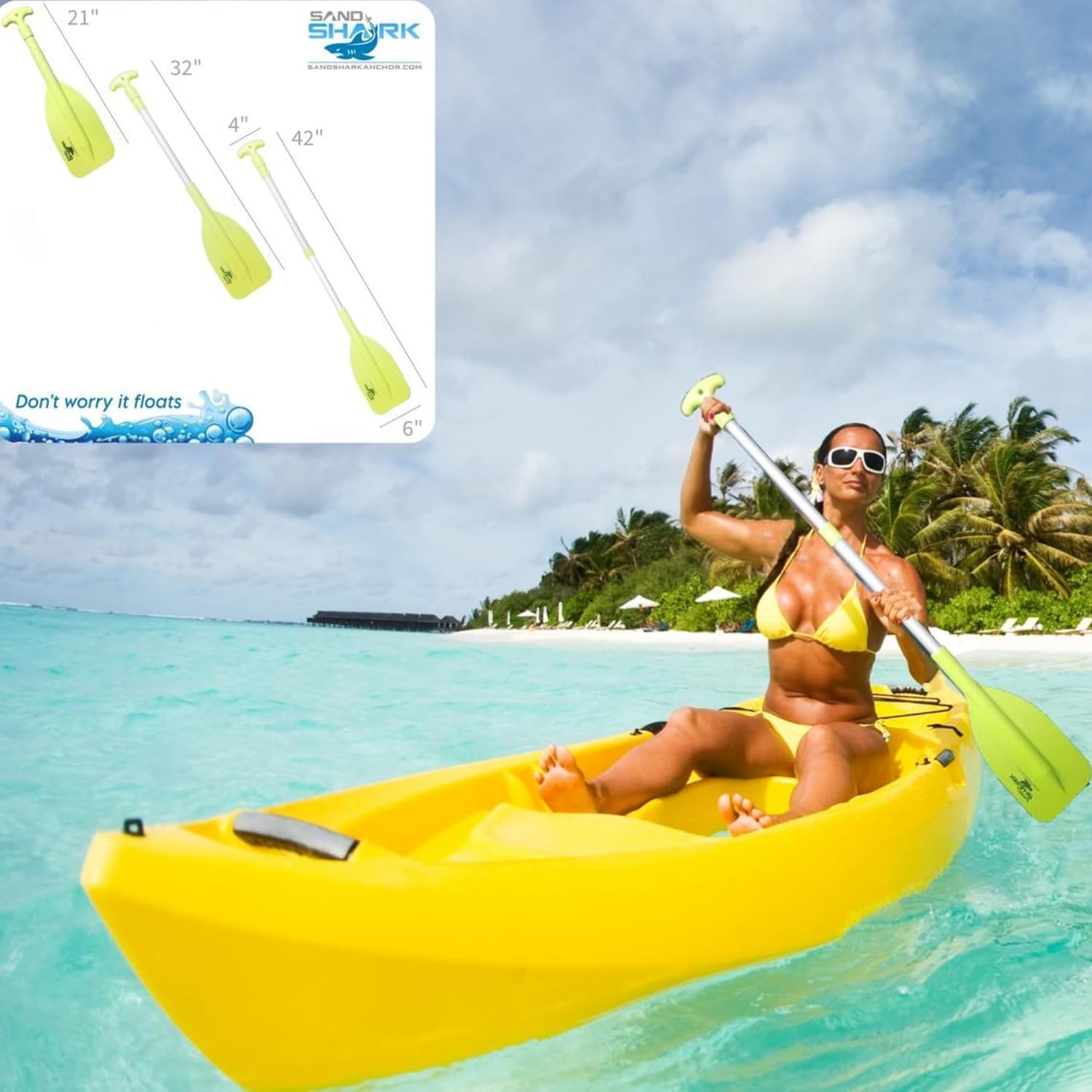 SandShark Premium Telescoping Boat Paddle - Lightweight, High Impact Nylon, 22''-42'' | Ideal for Jet Ski, Kayak, Boating