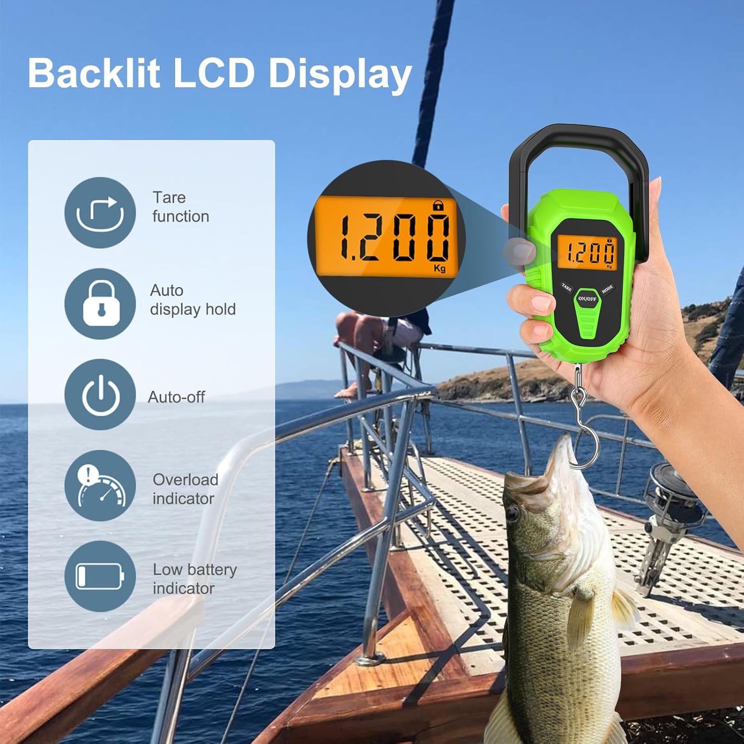 Skiennix Digital Fishing Scale - Portable 110lb Hanging Scale with Lip Gripper | Ideal Fishing Gift for Men
