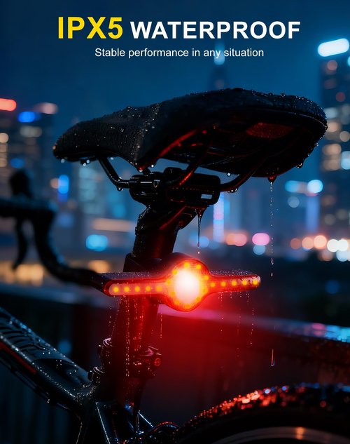 SIUYIU X8 Smart Bike Tail Light USB Rechargeable, 20* LED 300 Lumens Bike Lights for Night Riding, with Turn Signals & Brake Sensing, 9 Modes for Night Riding- Long Lasting Bicycle Lights