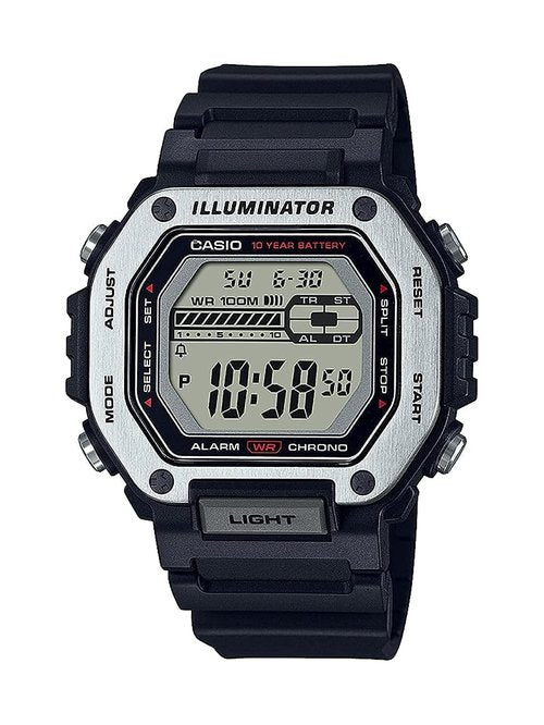 Casio LED Illuminator Dual-Time 1/100-Second Stopwatch w/ 5 Multi-Function Alarms MWD-110H-1AV