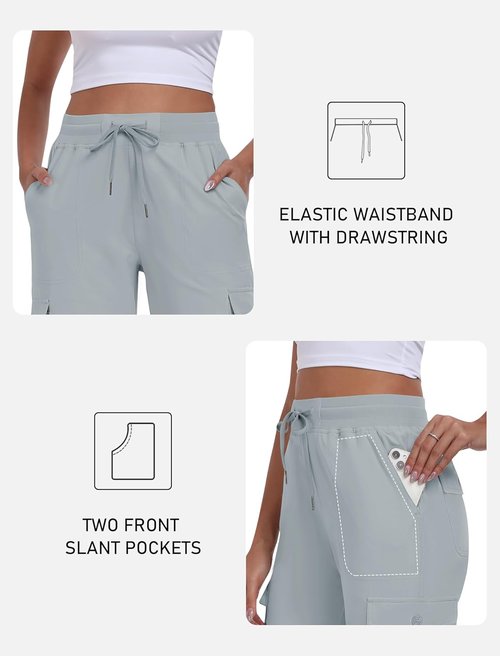 MoFiz Women's Cargo Capris Pants - Lightweight Quick-Dry Travel & Hiking Pants | Summer Style