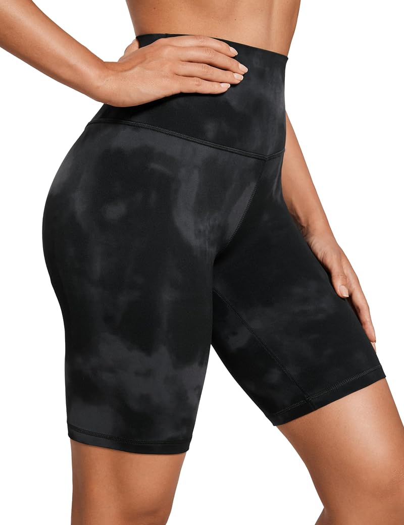 Butterluxe High Rise 8" Biker Shorts - Black Tie Dye (Medium) by CRZ YOGA