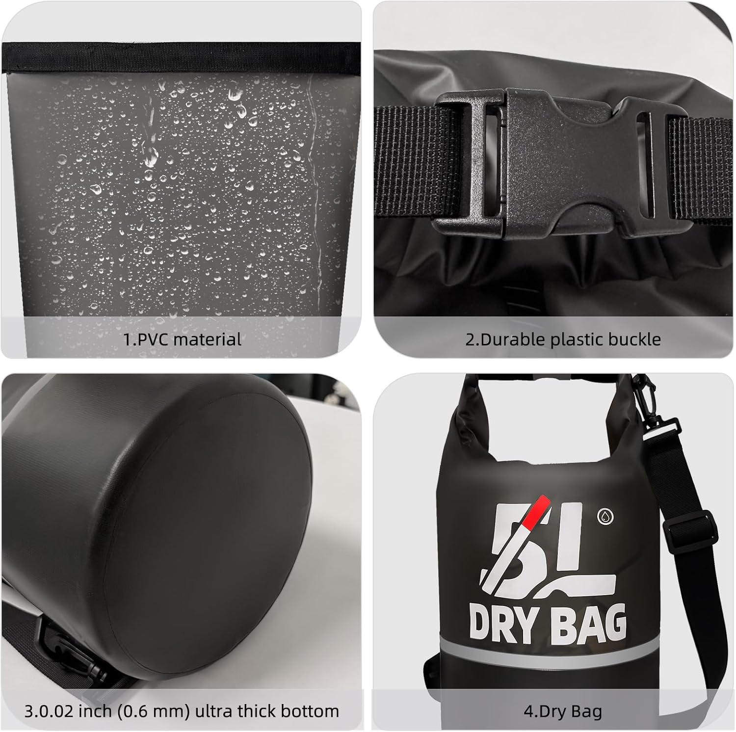 Skiennix Waterproof Dry Bag - 5L Lightweight Roll Top Backpack with Reflective Design & Phone Pouch for Travel, Swimming, Kayaking