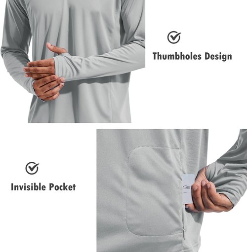 Baleaf Men's Sun Protection Hoodie - UPF 50+ Long Sleeve UV SPF Shirt with Mask for Fishing | Lightweight