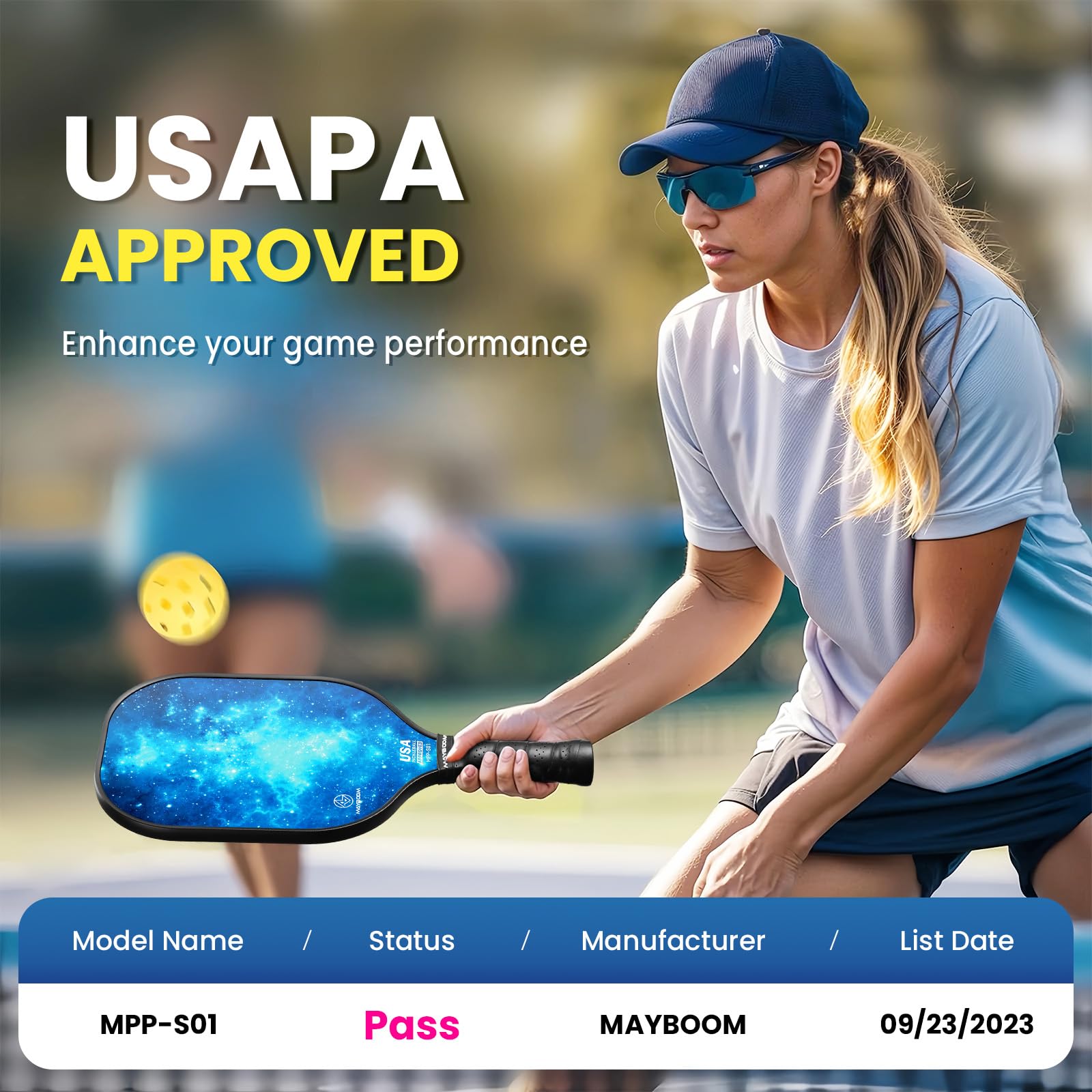 Pickleball Paddles Set of 2 or 4, USAPA Approved Pickleball Paddles Set with 4 Pickleball Balls and Pickleball Carry Bag, Fiberglass Pickle Ball Rackets 2 Pack for Beginners(4colors)