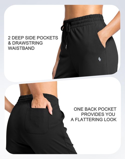 SANTINY 31"/33"/35" Women's Tall Cotton Sweatspants Yoga Lounge Casual Pants Open Bottom Sweat Pants for Women with Pockets（Black_L33_M）