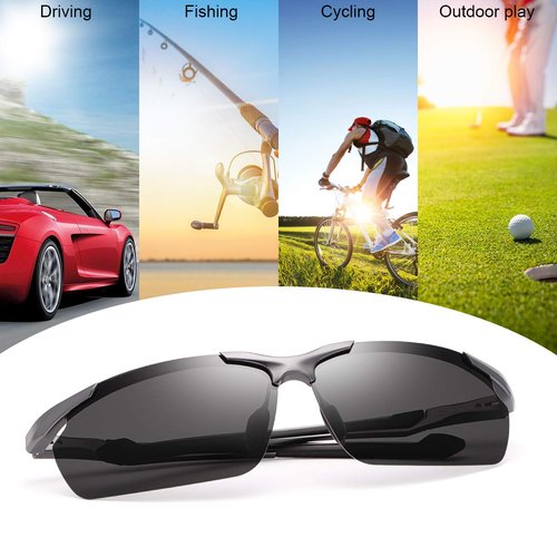 YIMI LJIMI Sports Polarized Sunglasses for Men and Women Cycling Driving Fishing Golf 100% UV Blocking Retro Sun Glasses Ultralight Eyewear Al-Mg Metal Half-Frame with Spring Hinges Shades Eyeglasses