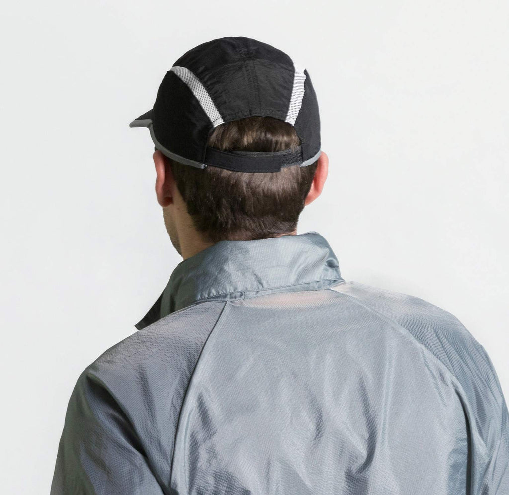 Connectyle Foldable Mesh Sun Cap Outdoor Sports Hat Breathable Sun Runner Cap with Reflective Trim Black